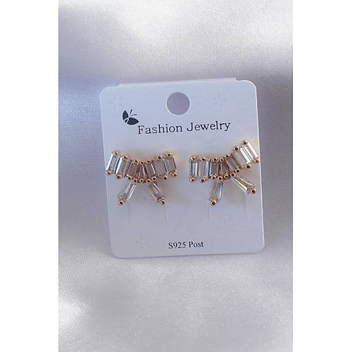 Gold Renk Kurdele Model Zirkon Ta�l� Kad�n K�pe