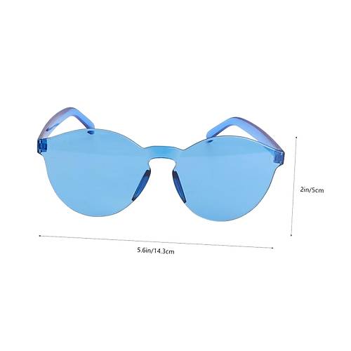 Sert Mika Oval �ekilli �er�evesiz Mavi G�zl�k Retro Parti 5x14 cm