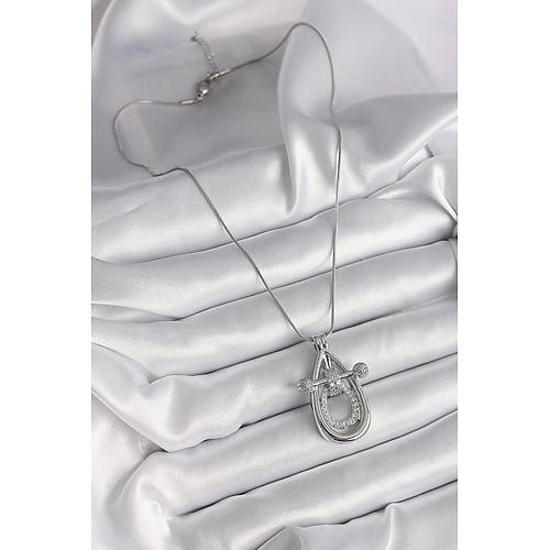 316L �elik G�m�� Renk Zirkon Ta�l� Damla Model Kad�n Kolye