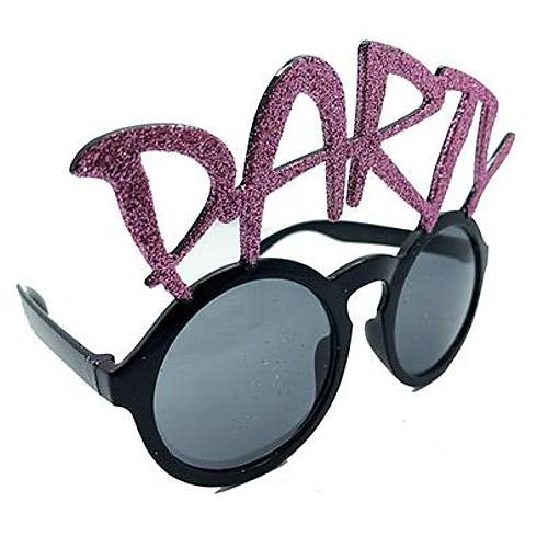 Party Yaz�l� Simli Pembe Renk Parti G�zl��� 15x7 cm