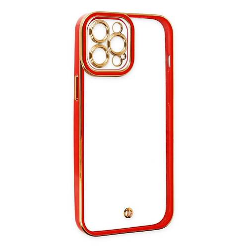 iPhone 12 Pro K�l�f Liva Lens Silikon - K�rm�z�