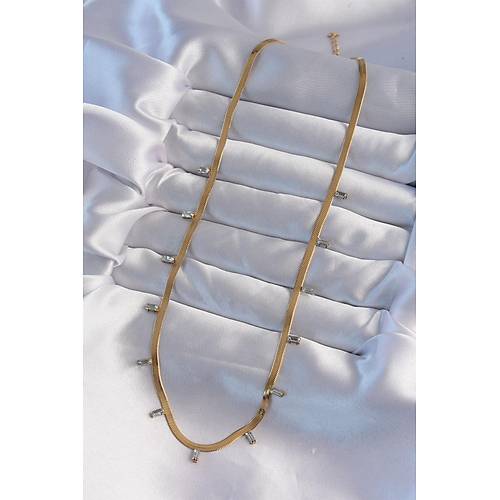 316L �elik Gold Renk Baget Ta�l� �talyan Zincir Kolye