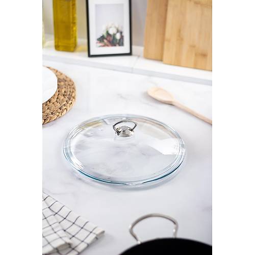 28 Cm Tencere & Tava & Sahan i�in Metal Kulplu Cam Kapak (T�M TENCERELERE UYUMLUDUR)