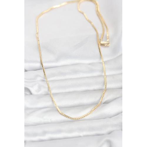 CM 14K Gold Renk Kare Zincirli Model 60 cm Kad�n Kolye