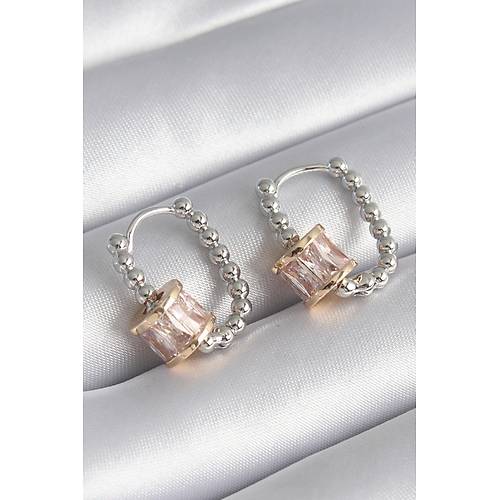 Pirin� G�m�� Renk Top Model Gold Renk Zirkon Ta�l� Kad�n K�pe