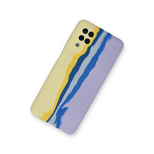 Galaxy A22 K�l�f Ebruli Lansman Silikon - Sar�-Lila