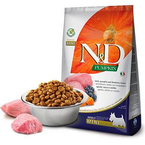N&D Pumpkin Balkabakl� Kuzulu Yaban Mersinli K���k Irk Tah�ls�z Yeti�kin K�pek Mamas� 7 Kg