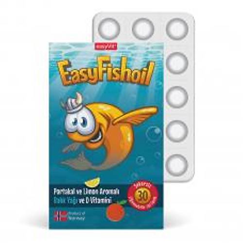 Easy Fish Oil Portakal ve Limon Aromal� Bal�k Ya�� ve D Vitamini �i�nenebilir 30 Tablet