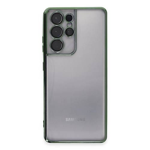 Galaxy S21 Ultra K�l�f Razer Lensli Silikon - Ye�il