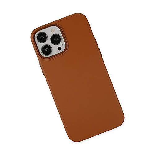 iPhone 13 Pro K�l�f Asya Deri Silikon - Kahverengi