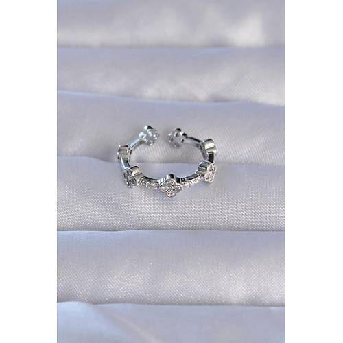 Pirin� G�m�� Renk Zirkon Ta�l� Yonca Model Ayarlanabilir Y�z�k