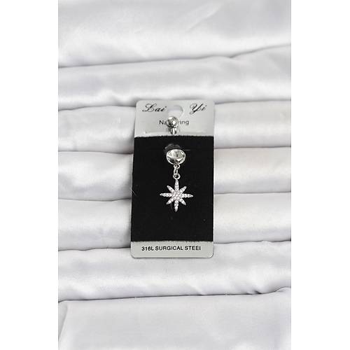 316L Cerrahi �elik Sallant�l� Kutup Y�ld�z� Model G�bek Piercing