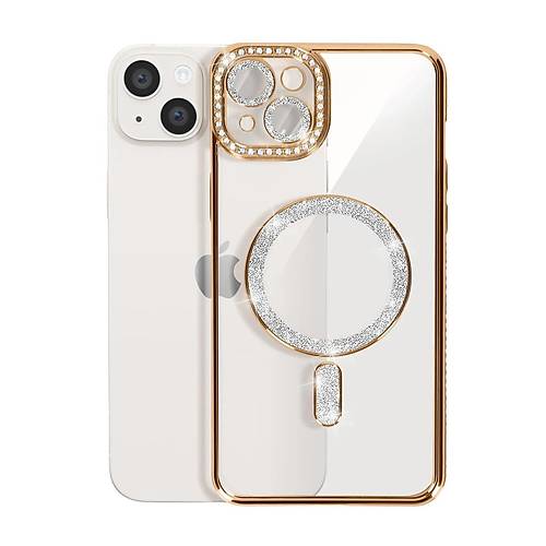 iPhone 15 K�l�f Joke Simli Magneticsafe K�l�f - Gold