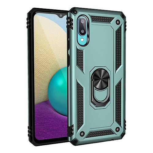 Galaxy A02 K�l�f Sofya Y�z�kl� Silikon Kapak - Ye�il