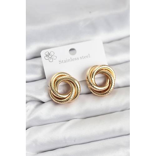 316L �elik Gold Renk Lazerli Sarmal Halka Kad�n K�pe