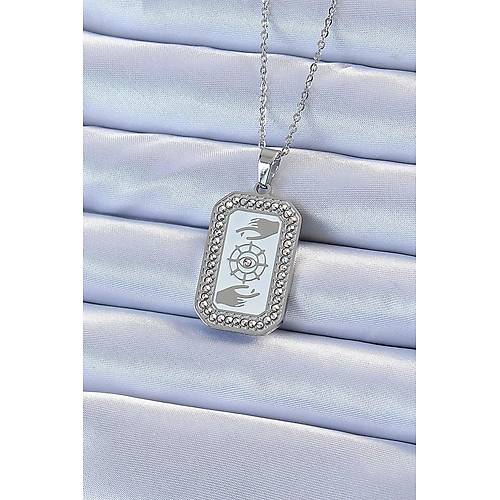 316L �elik Zincir G�m�� Renk Mineli Zirkon Ta�l� G�z Fig�r Tarot Kolye