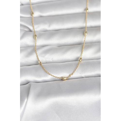 CM 14K Gold Renk Damla Top�uk Model Zincirli 60 cm Kad�n Kolye