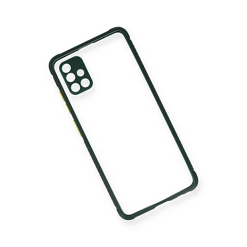 Galaxy A71 K�l�f Miami �effaf Silikon - Koyu Ye�il