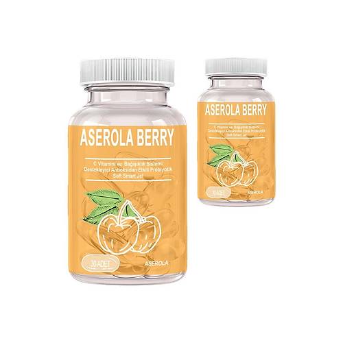 Aserola Berry 2 Kutu Aserola Ekstratl� C Vitaminli Antioksidanl� Probiyotik 30lu Soft Jel Kaps�ller