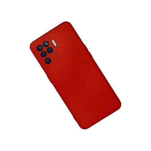 Reno 5 Lite K�l�f Nano i�i Kadife Silikon - K�rm�z�