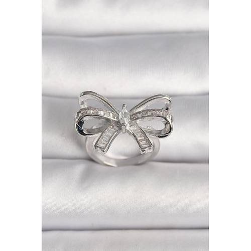 Pirin� G�m�� Renk Ayarlanabilir Zirkon Ta�l� Kurdele Model Kad�n Y�z�k