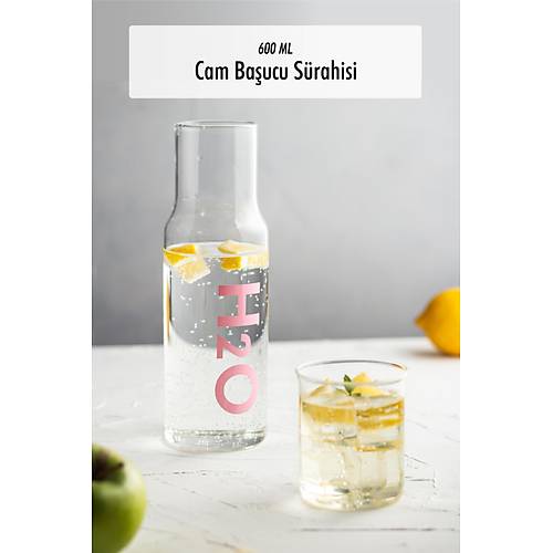Borosilikat Cam Pembe Ba�ucu S�rahisi & Cam S�rahi * 600 ml