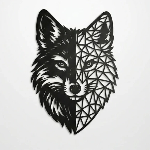 Geometrik Kurt Duvar Tablosu MDF Lazer Kesim Modern Duvar S�s� Minimal Hayvan Fig�rl� Dekor