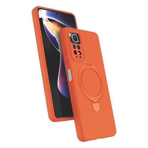 Redmi Note 12 Pro 4G Regal Magsafe Standl� Kapak - Turuncu
