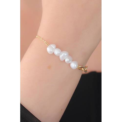 Gold Renk �nci Boncuk Model Kad�n Bileklik