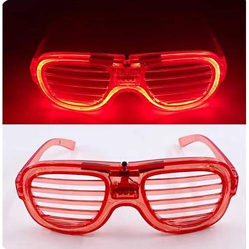 K�rm�z� Led I��kl� Parti G�zl��� - Neon Glow �erit G�zl�k 3 Modlu