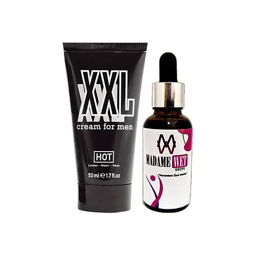 Hotxxl 50 ml Erkeklere �ap Boy Krem + Yan�nda 1 �i�e Madamewet Kad�n� I�ecek
