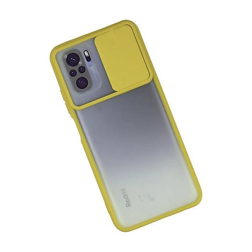 Redmi Note 10 K�l�f Palm Buzlu Kamera S�rg�l� Silikon - Sar�