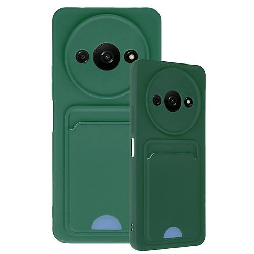 Redmi A3 4G K�l�f Kelvin Kartvizitli Silikon - Koyu Ye�il