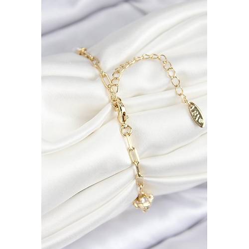 Pirin� Zirkon Ta�l� Deniz Kabu�u Model Gold Renk Kad�n Bileklik