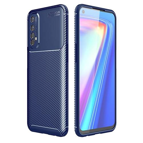 Realme 7 K�l�f Auto Focus Karbon Kapak - Lacivert