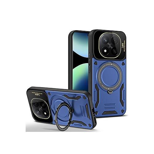 Redmi Note 14 Pro 4G K�l�f Joy Lens Standl� Kapak - Lacivert