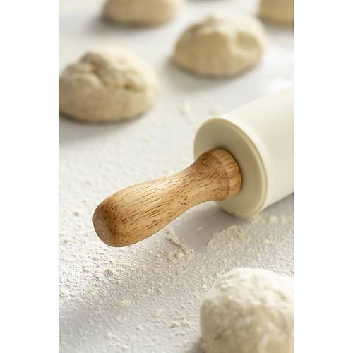 Bambu Sapl� Silikon G�vdeli Beyaz Merdane - Orta Boy(30 cm x 4,5 cm)