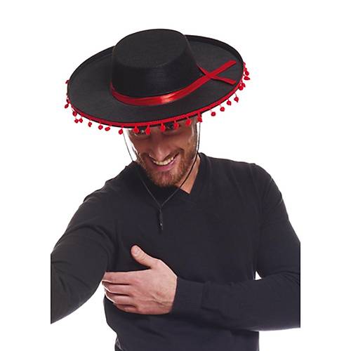 K�rm�z� Ponponlu Siyah Renk Yeti�kin �spanyol �apkas�