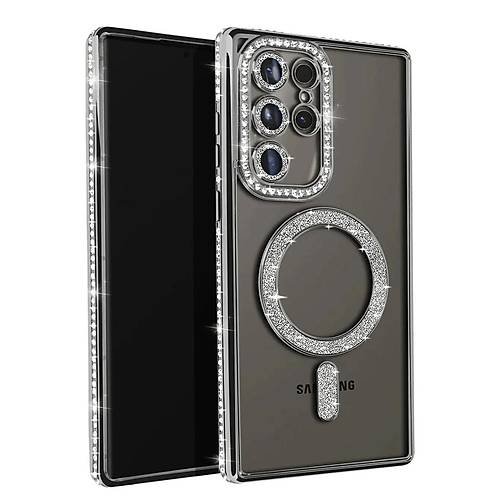 Galaxy S23 Ultra Joke Simli Magneticsafe K�l�f - Siyah