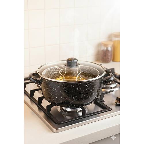 Siyah K�r��ll� Emaye Frit�z Tencere 24 cm 5,5 lt