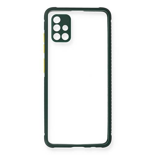 Galaxy A71 K�l�f Miami �effaf Silikon - Koyu Ye�il