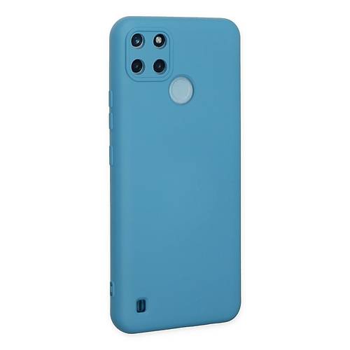 Realme C25Y K�l�f Nano i�i Kadife Silikon - Mavi