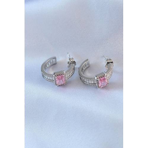 VIP Seri G�m�� Renk Yar�m Halka Model Zirkon Ta�l� Pirin� Kad�n K�pe