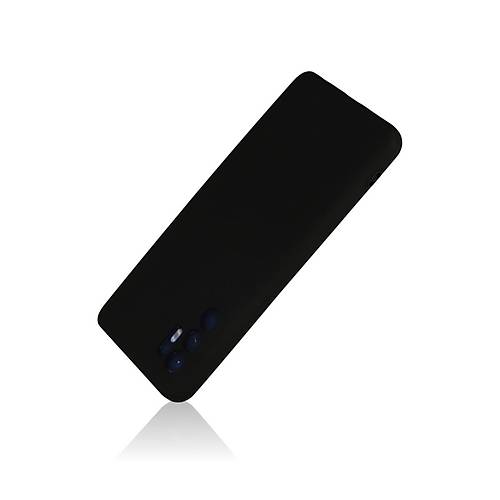Reno 6 K�l�f Nano i�i Kadife Silikon - Siyah