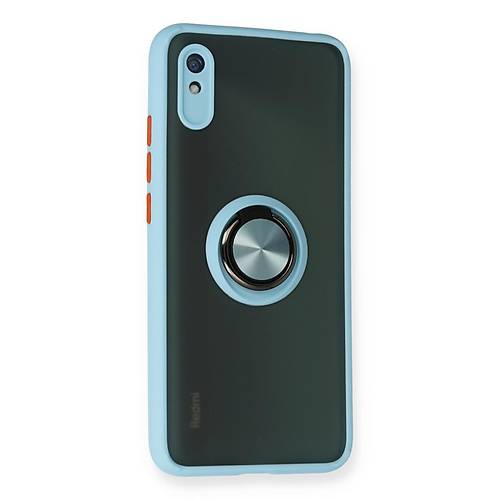 Redmi 9A K�l�f Montreal Y�z�kl� Silikon Kapak - Buz Mavi