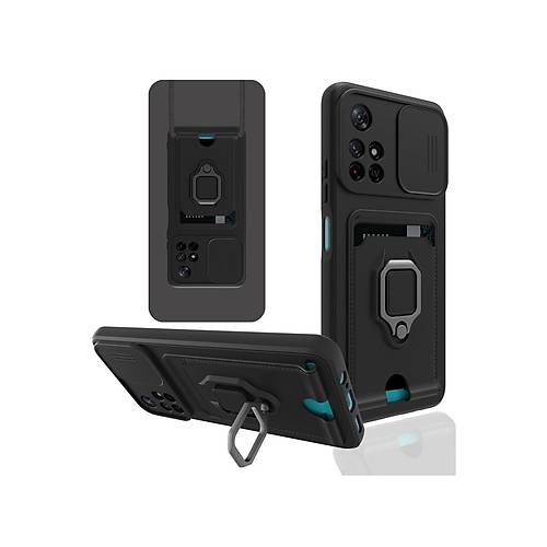 Redmi Note 11T K�l�f Zuma Kartvizitli Y�z�kl� Silikon - Siyah