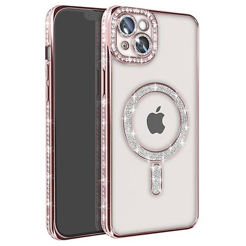 iPhone 15 K�l�f Joke Simli Magneticsafe K�l�f - Pembe