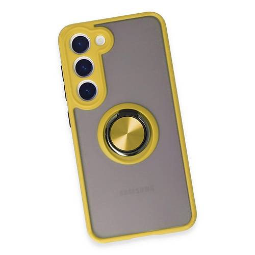 Galaxy S23 K�l�f Montreal Y�z�kl� Silikon Kapak - Sar�