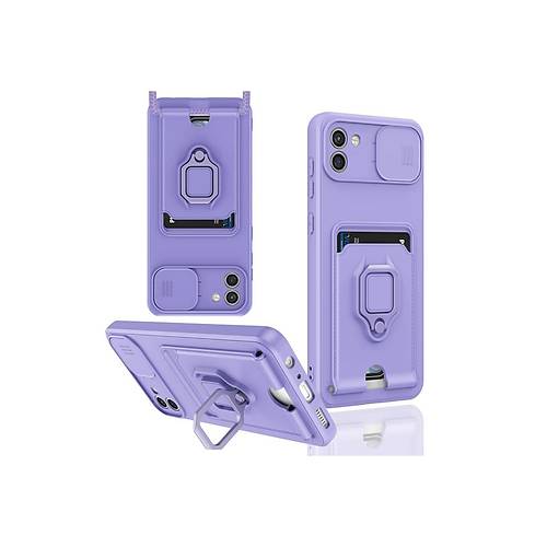 Galaxy A03 K�l�f Zuma Kartvizitli Y�z�kl� Silikon - Lila