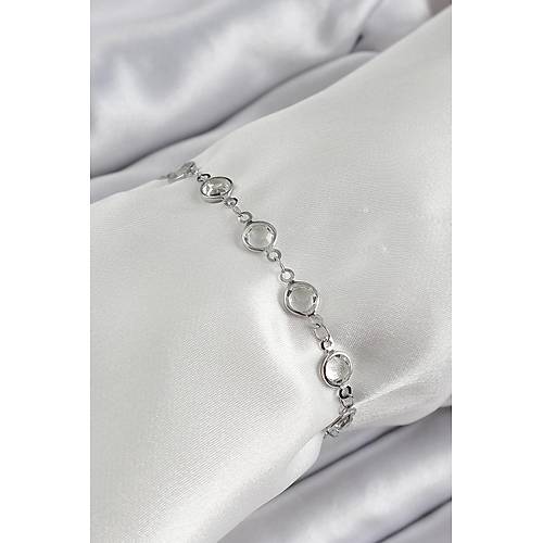 Pirin� G�m�� Renk Zirkon Ta�l� Bileklik